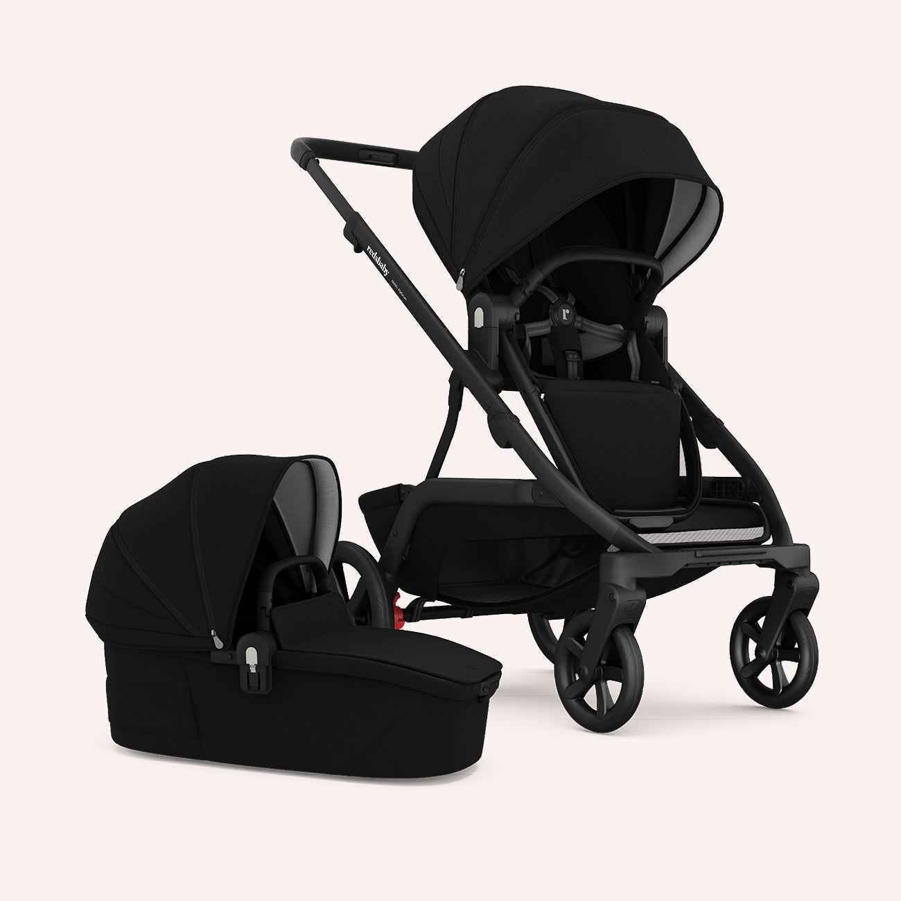 Redsbaby NUVO Double Pram - Platinum Black Twill