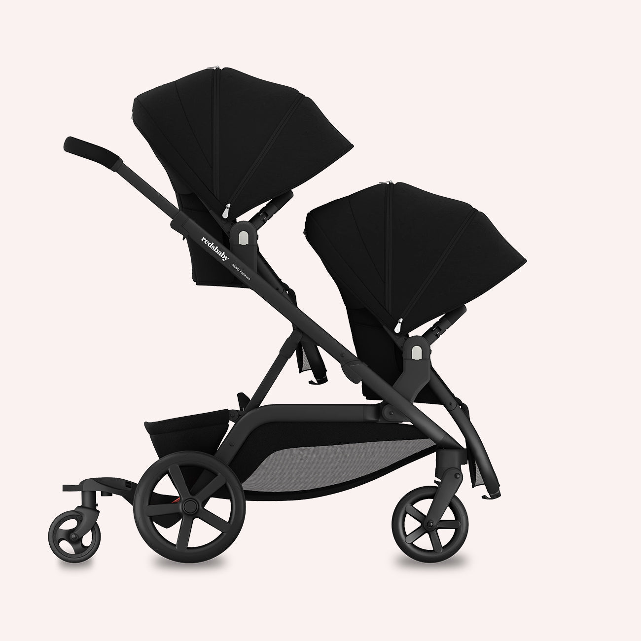 Redsbaby NUVO Double Pram - Platinum Black Twill