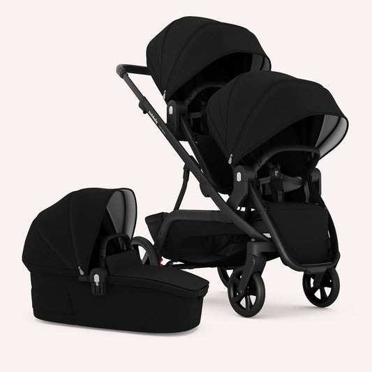 Redsbaby NUVO Double Pram - Platinum Black Twill