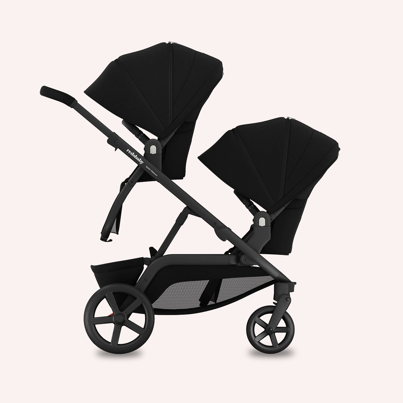 Redsbaby NUVO Double Pram - Platinum Black Twill