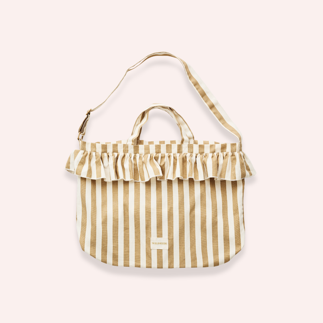 Ruffle Shoulder Bag - Beige Stripe