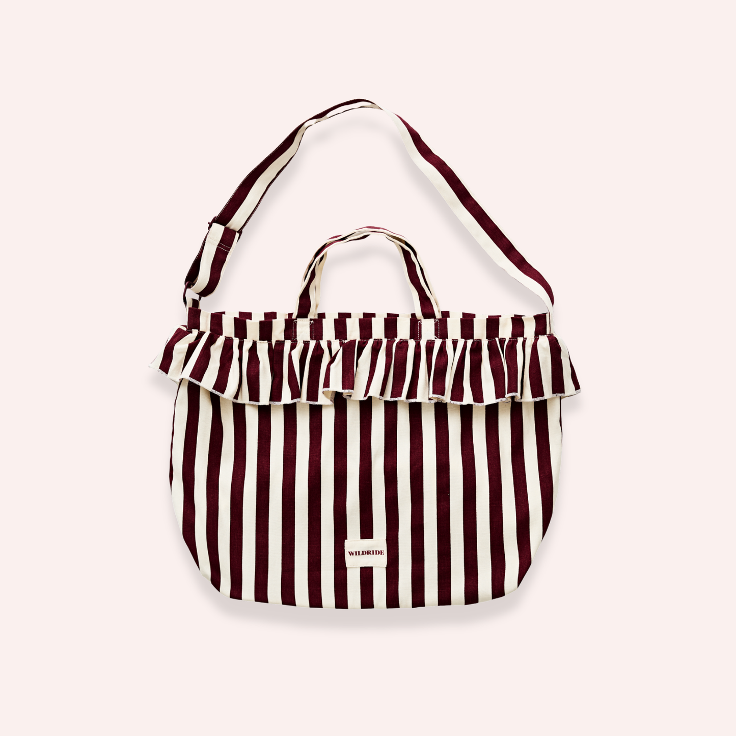 Ruffle Shoulder Bag - Bordeaux Stripe