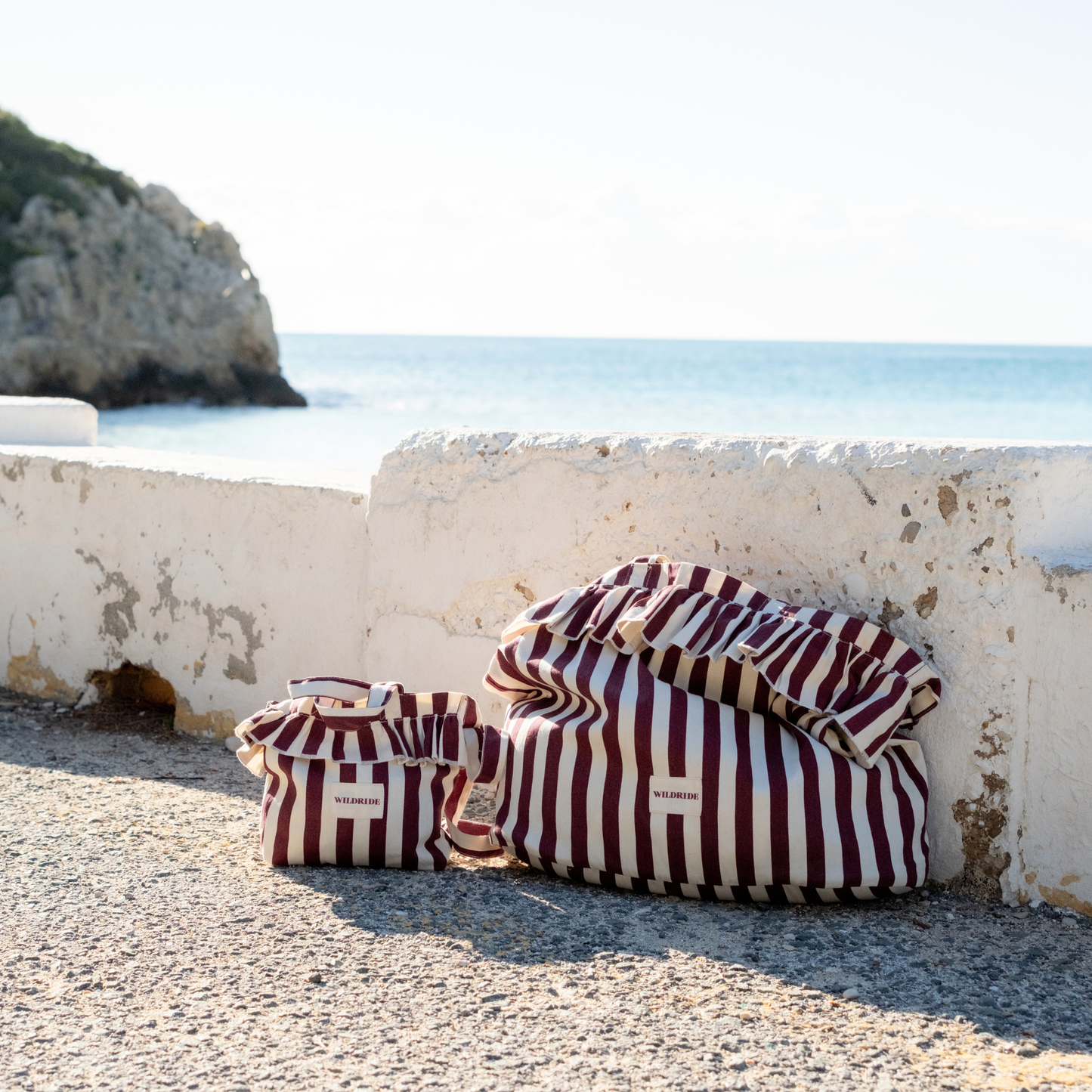 Mini Ruffle Bag - Bordeaux Stripe
