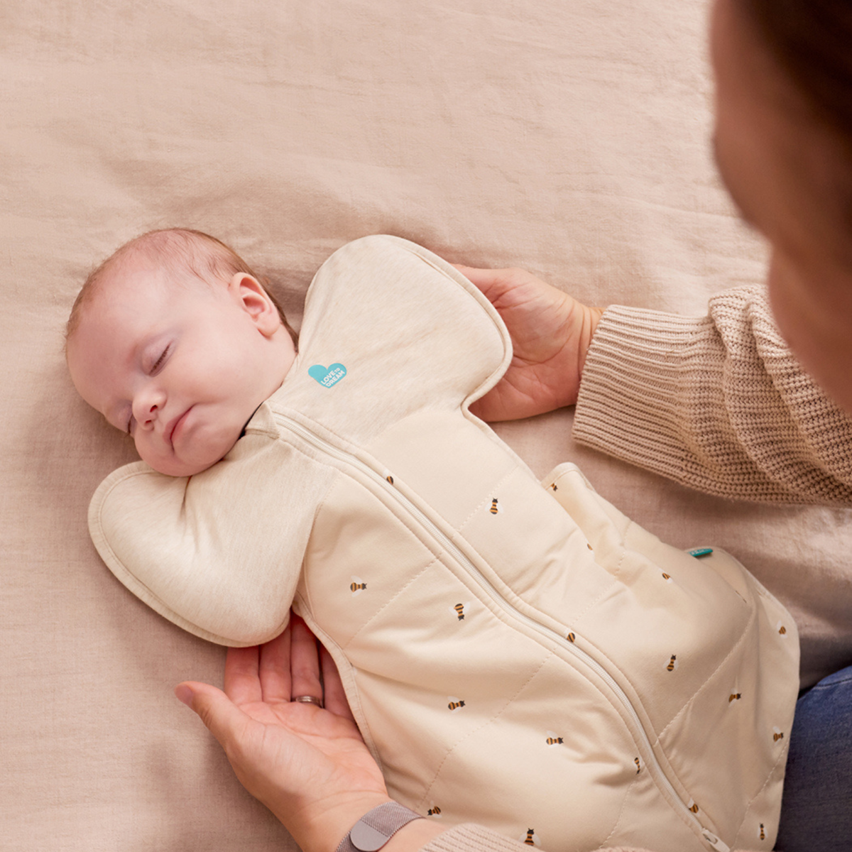 Stage 1 Swaddle Up - 2.5 TOG - Quilted Stretch Cotton - Oatmeal Bees
