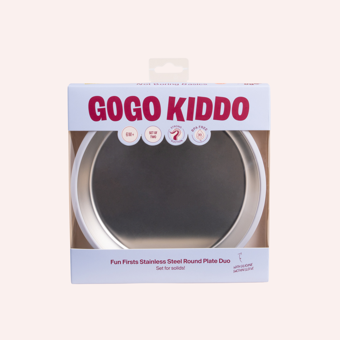 Fun Firsts Stainless Steel Round Plate Duo - Oat