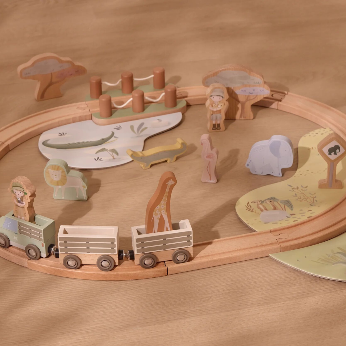 Wooden Train Set - Safari Friends