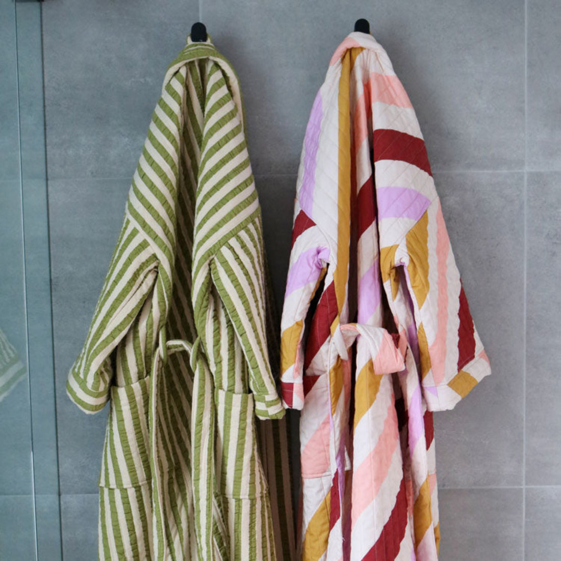 Quilted Robe - Pistachio Seersucker