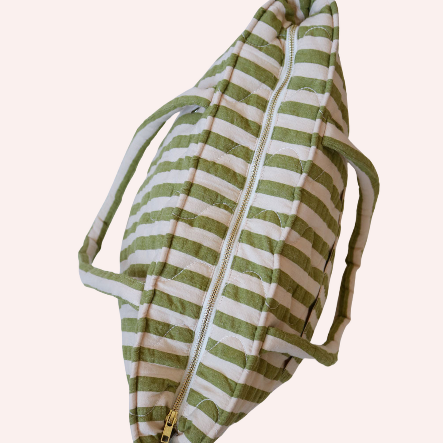Quilted Bag - Pistachio Seersucker Stripe