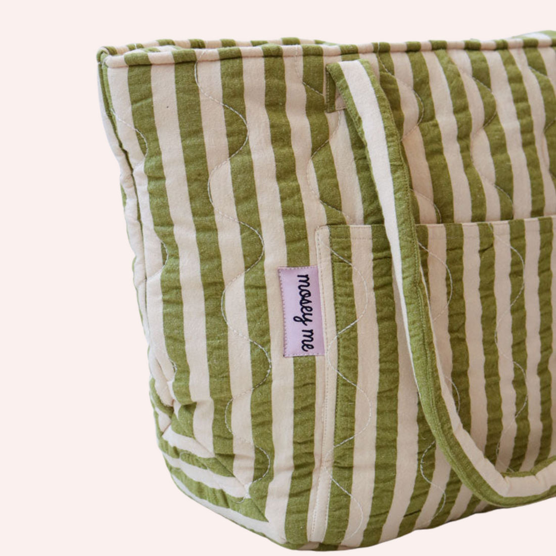 Quilted Bag - Pistachio Seersucker Stripe