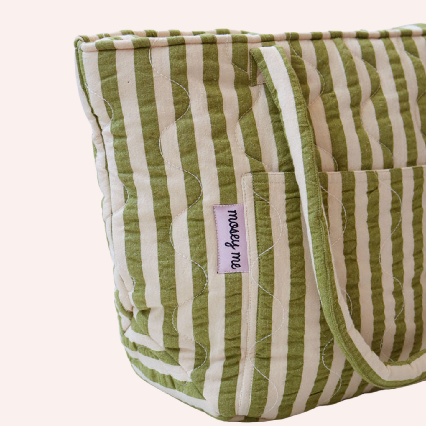 Quilted Bag - Pistachio Seersucker Stripe