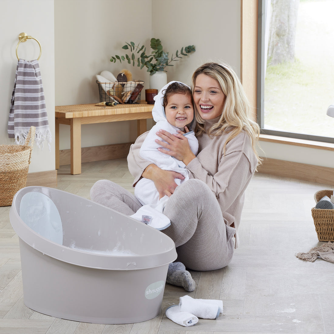 Toddler Bath with Plug - Taupe