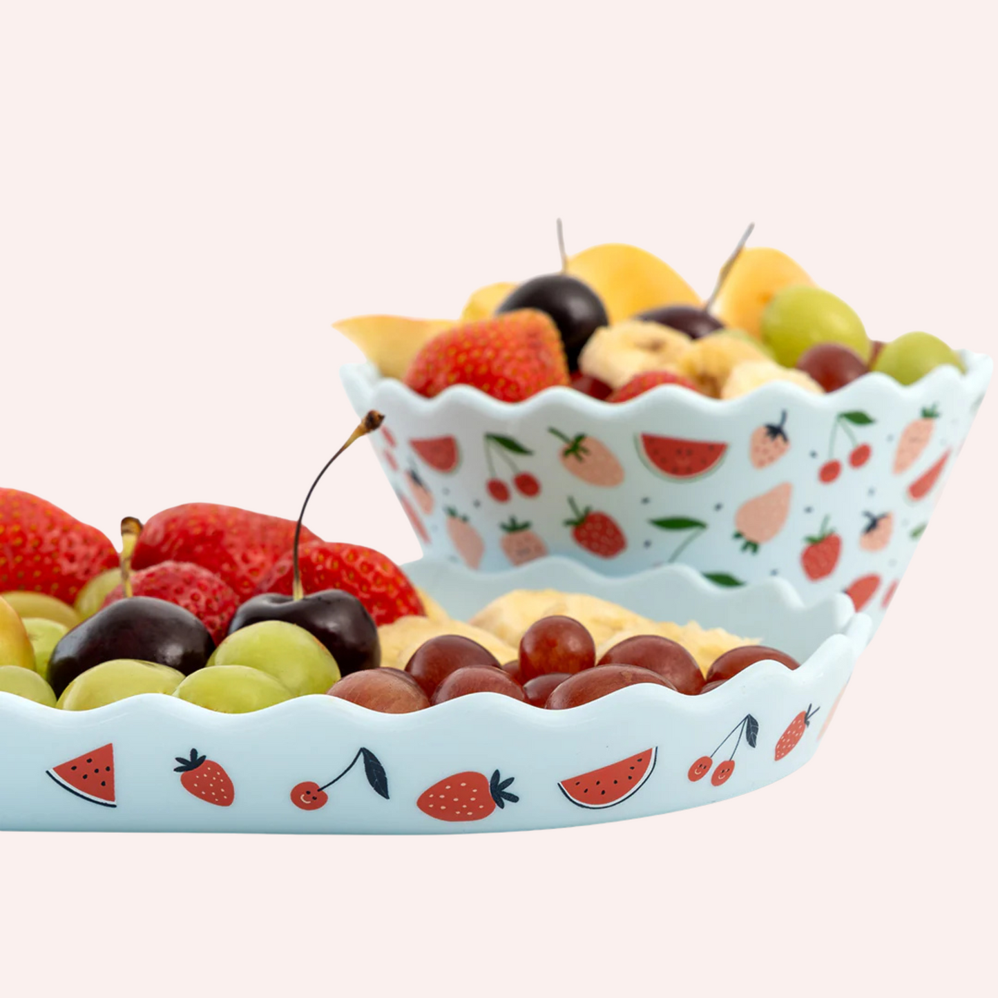 Silicone Bowl and Plate Set - Blue Fruits