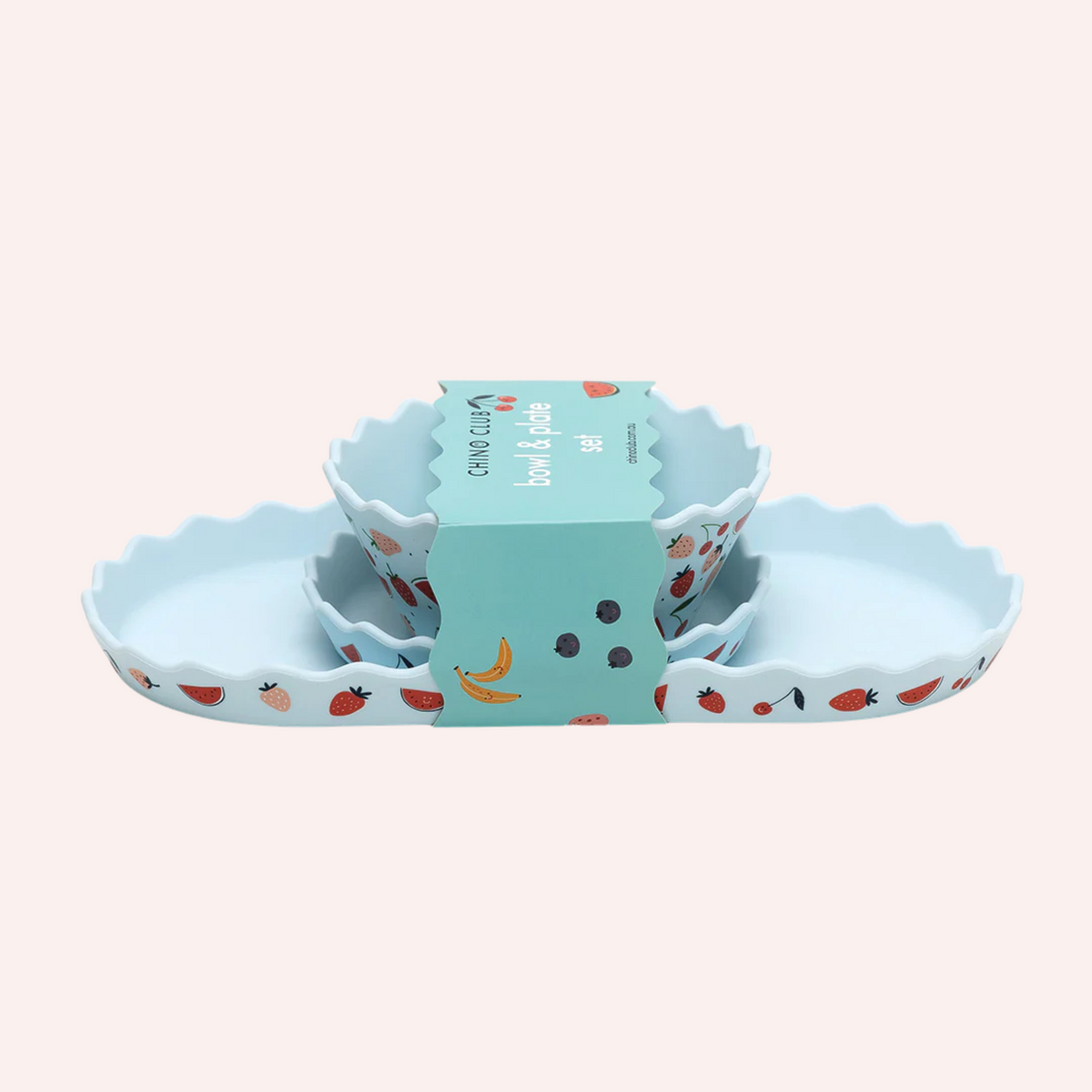 Silicone Bowl and Plate Set - Blue Fruits