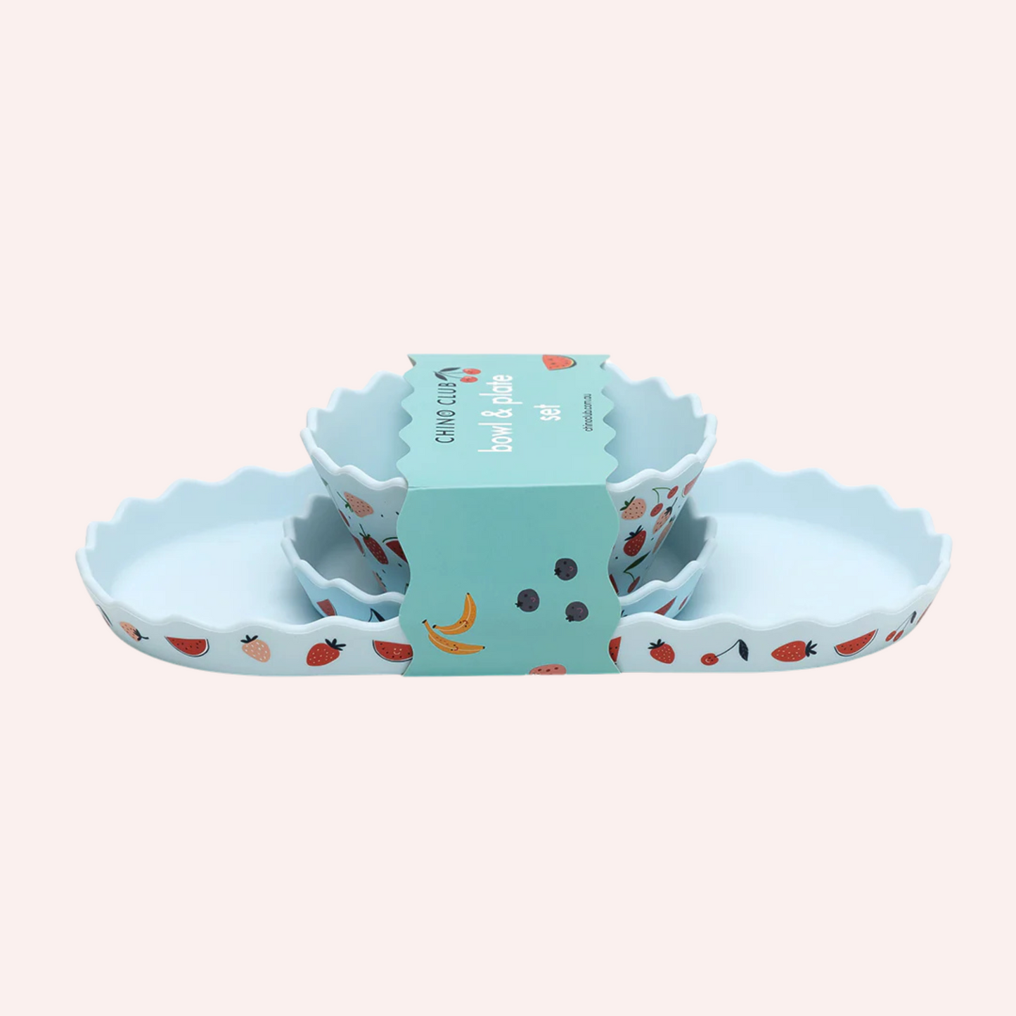 Silicone Bowl and Plate Set - Blue Fruits