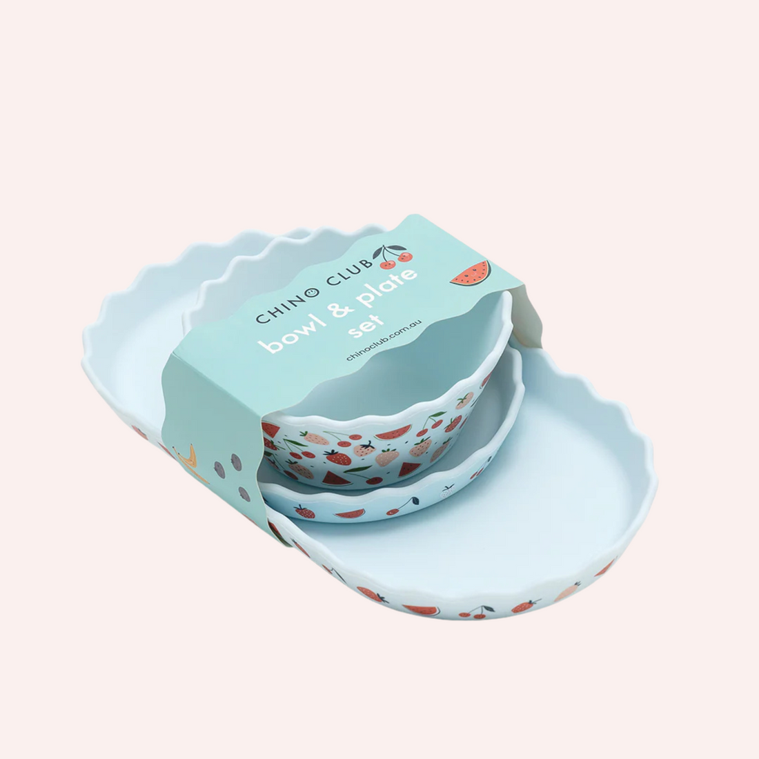 Silicone Bowl and Plate Set - Blue Fruits