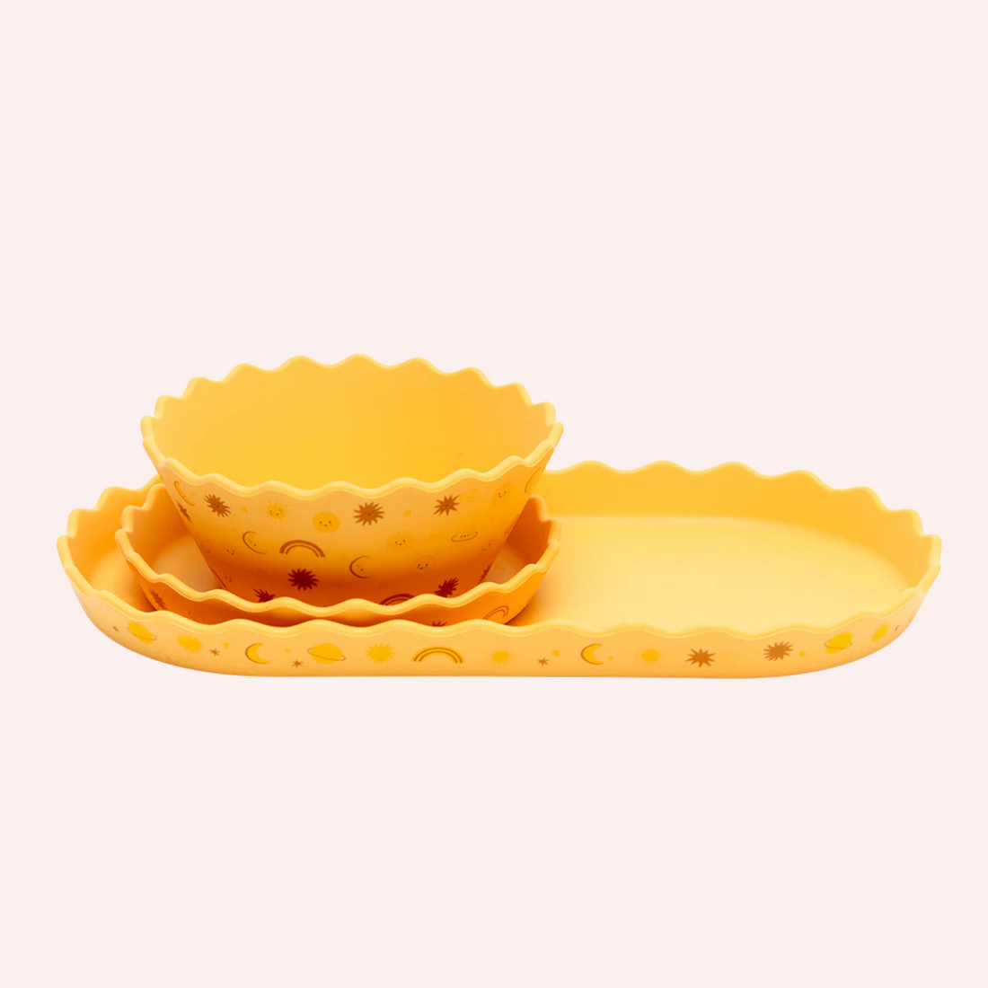 Silicone Bowl and Plate Set - Suns Wavy Edge