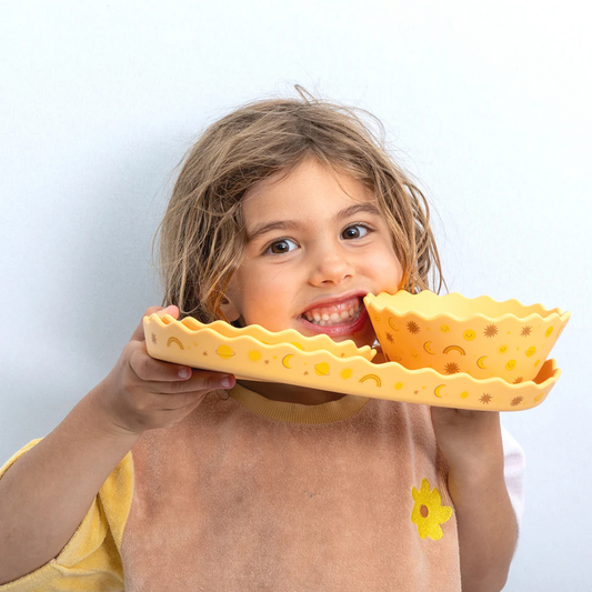 Silicone Bowl and Plate Set - Suns Wavy Edge