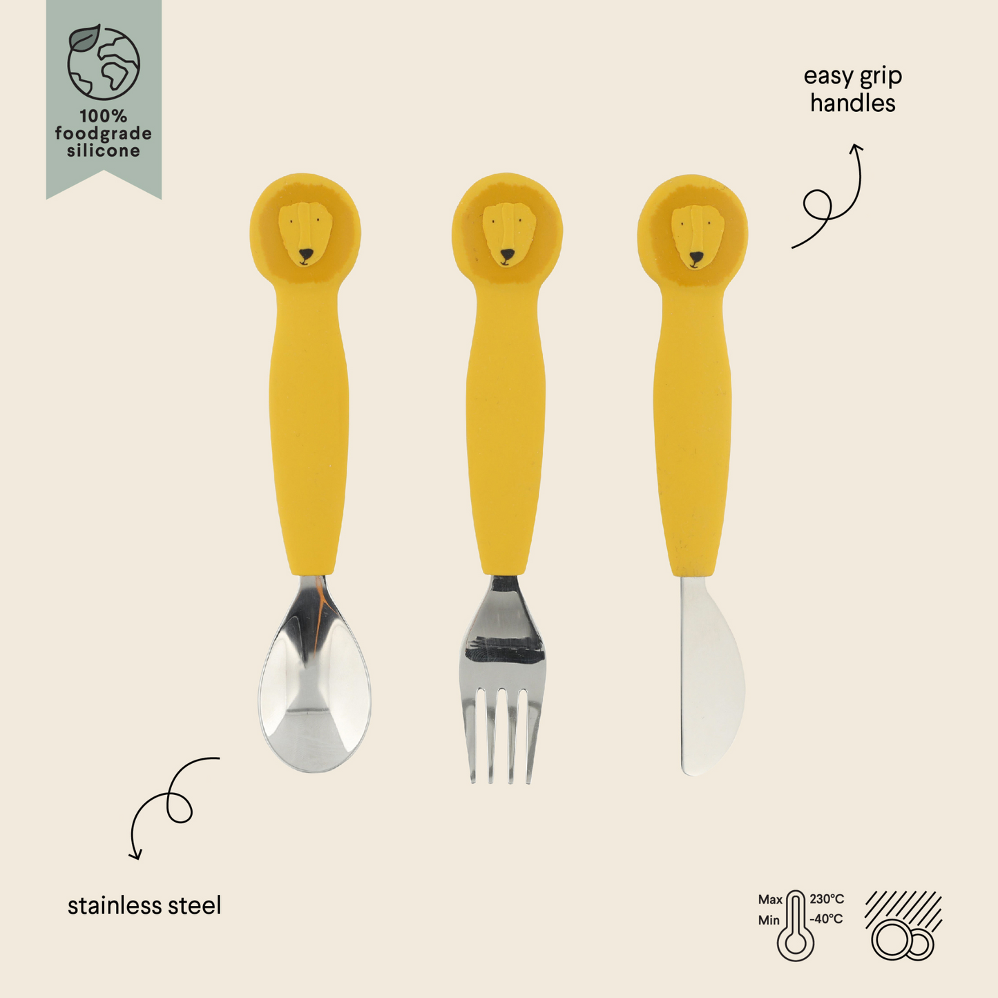 Silicone Cutlery Set 3-pack - Mr. Lion