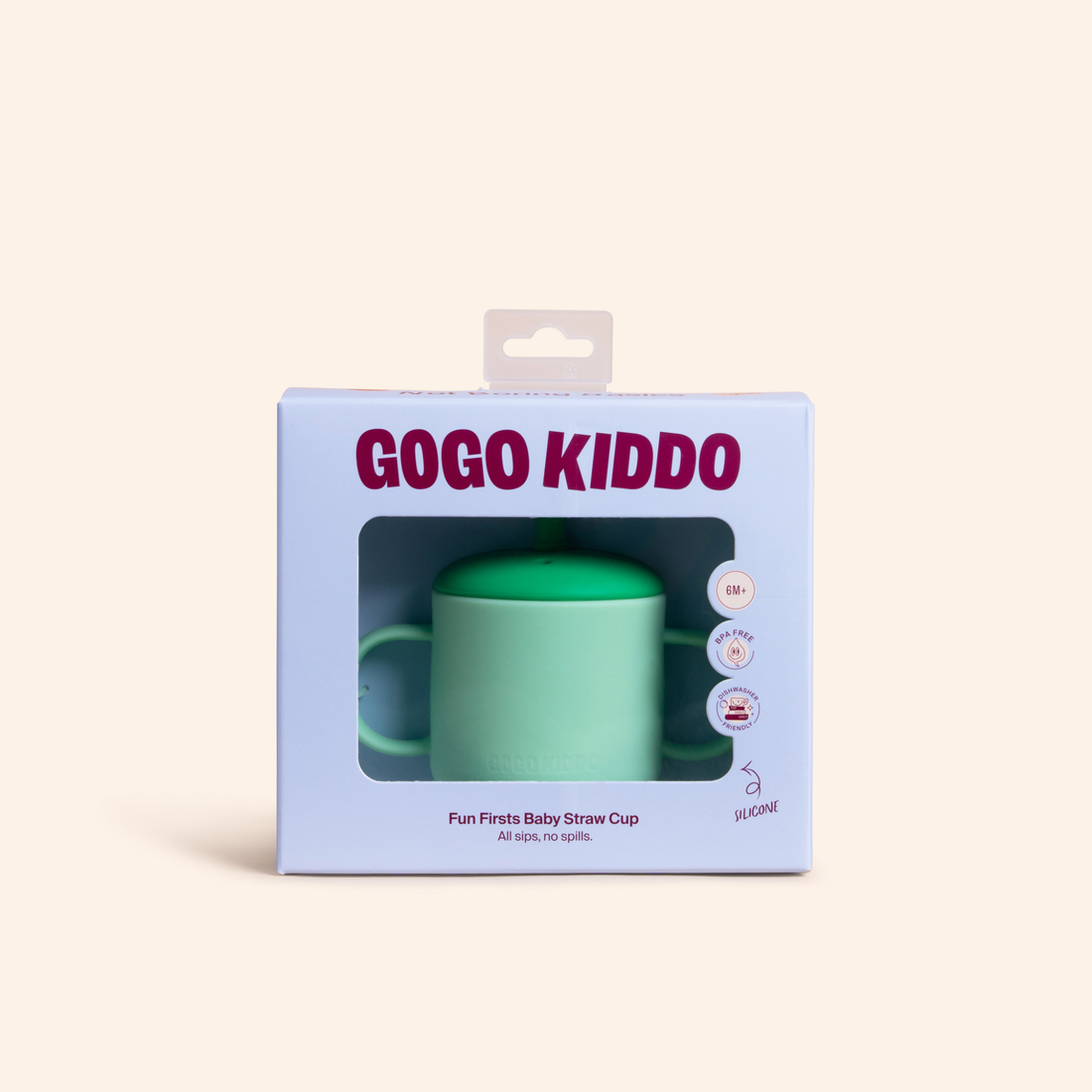 Fun Firsts Silicone Straw Cup - Broc Rock Green