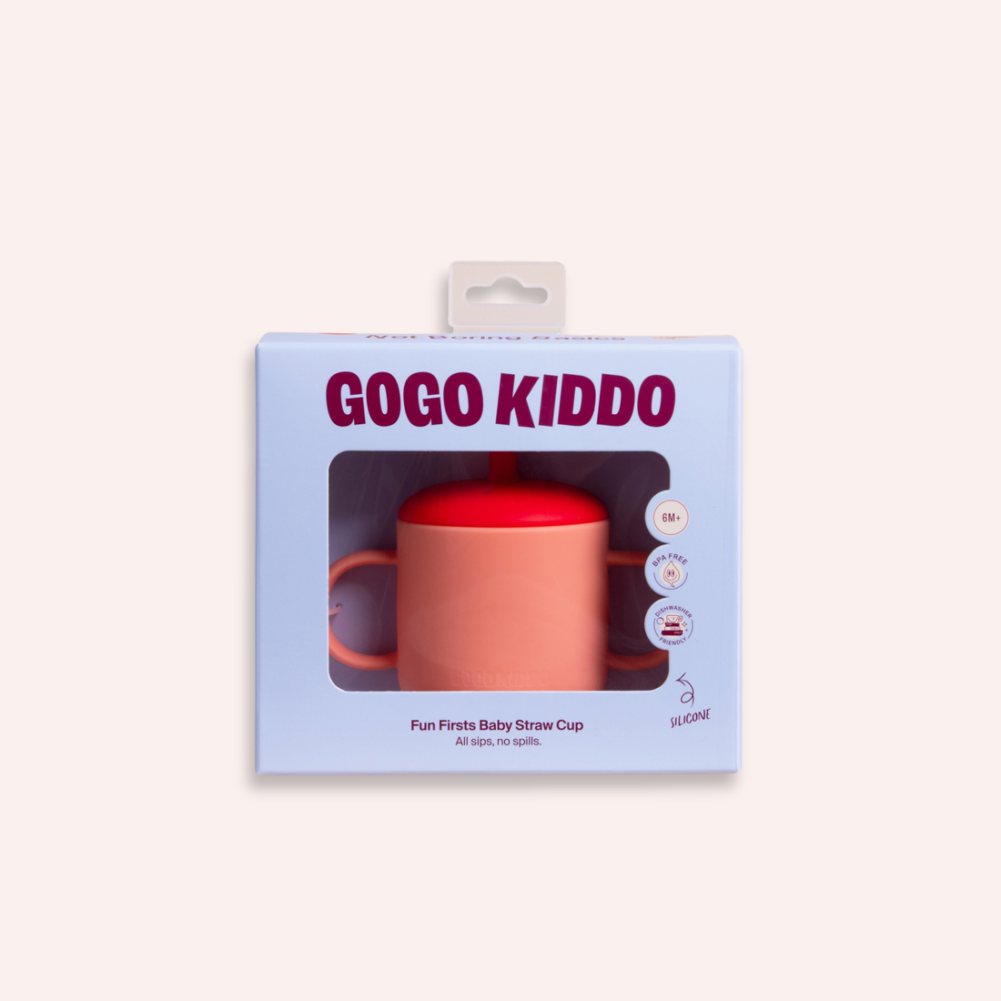 Fun Firsts Silicone Straw Cup - Croissant Peach