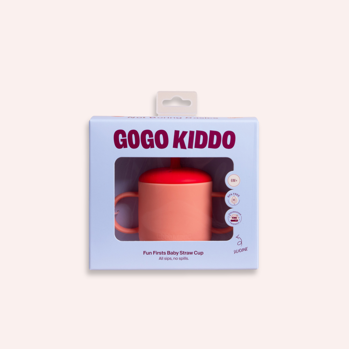 Fun Firsts Silicone Straw Cup - Croissant Peach