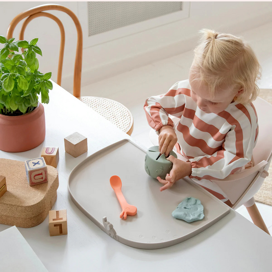 Sleeved Pocket Bib - Stripes Blue