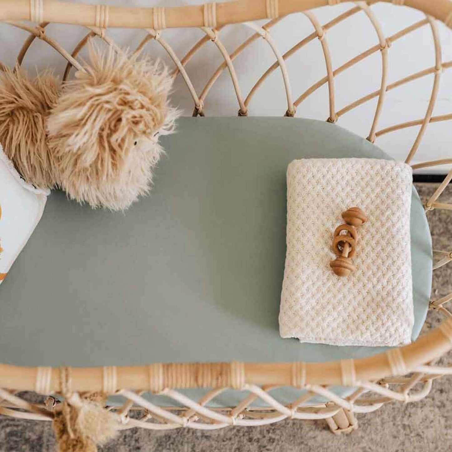 Organic Cotton Bassinet Sheet - Sage