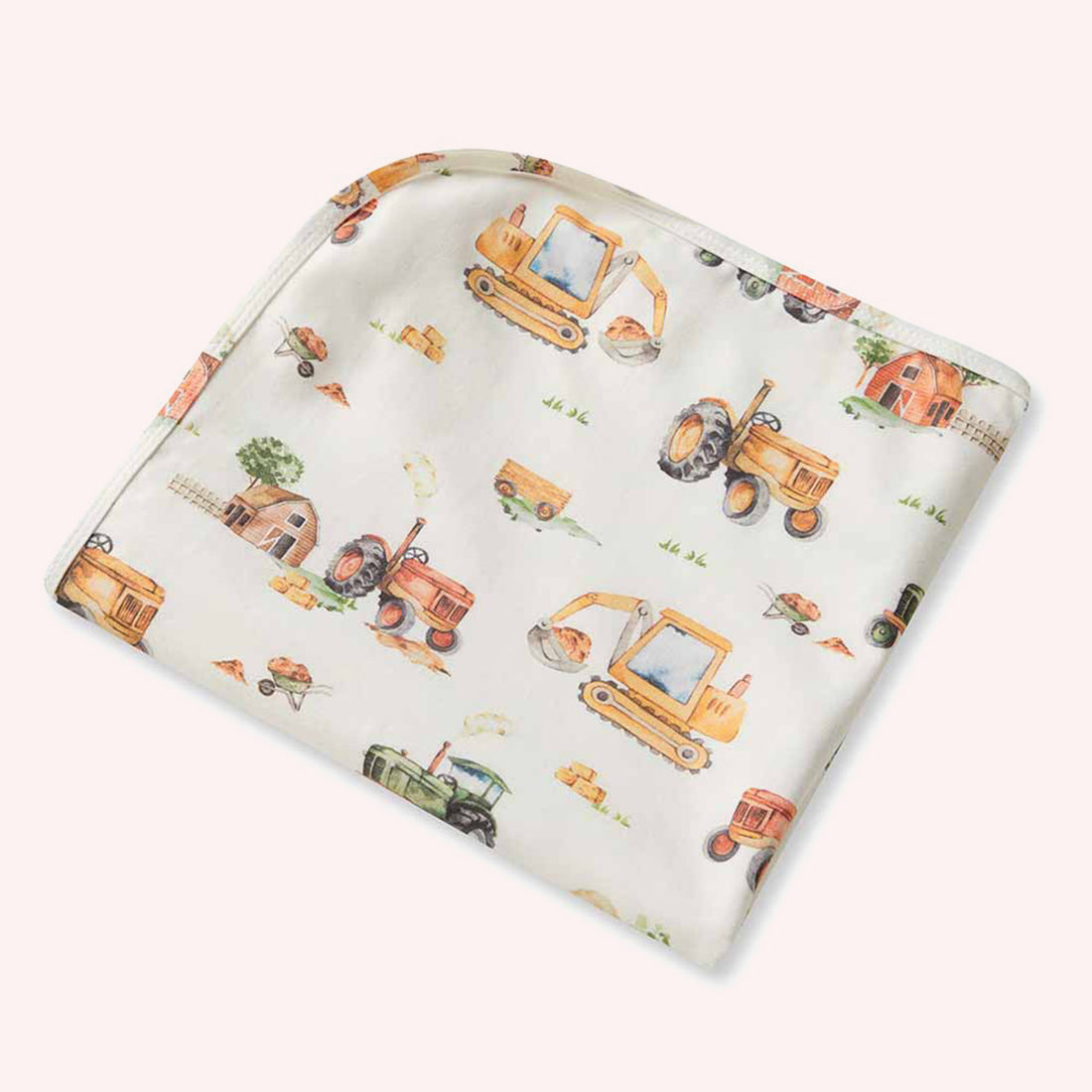 Baby Jersey Wrap & Beanie Set - Diggers & Tractors