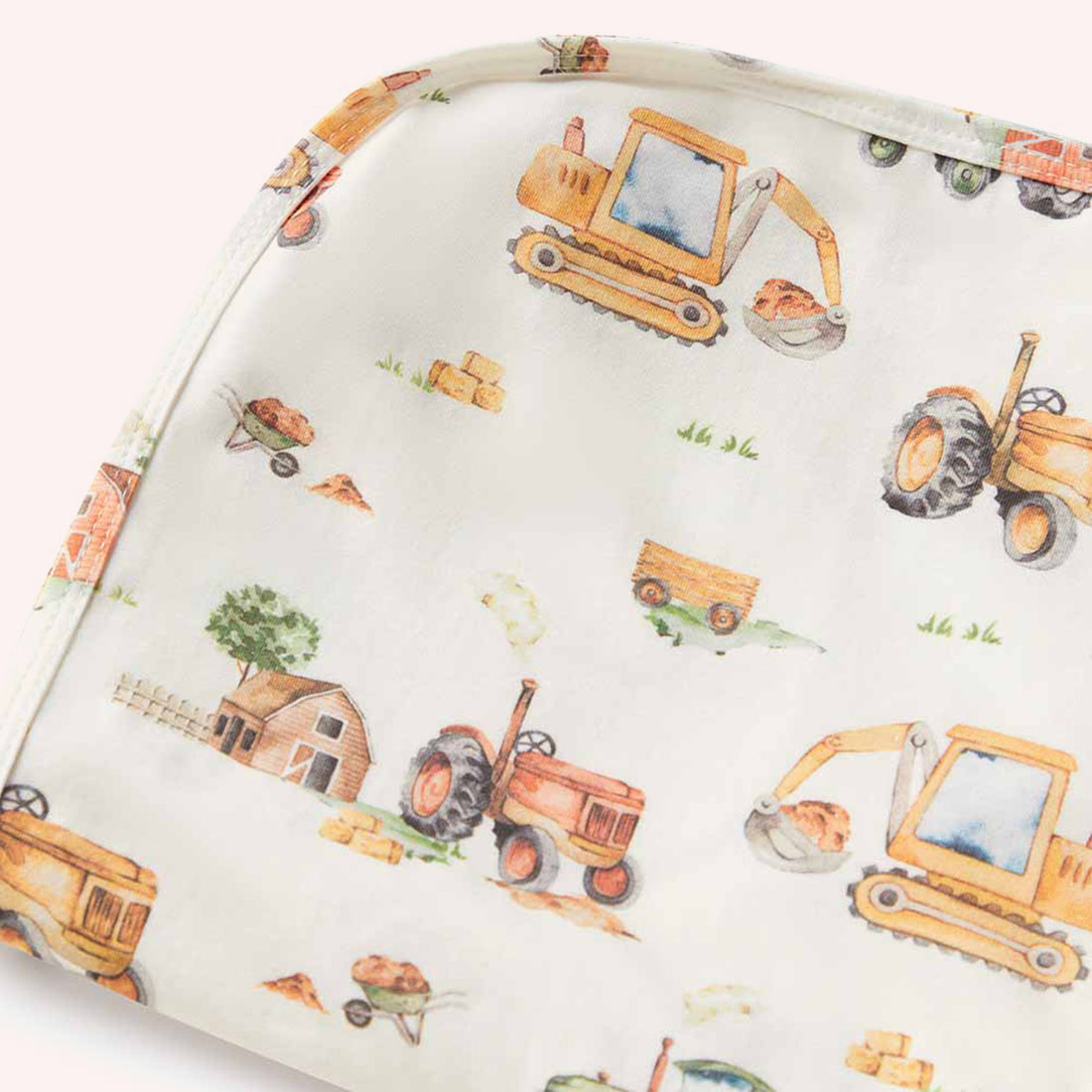 Baby Jersey Wrap & Beanie Set - Diggers & Tractors