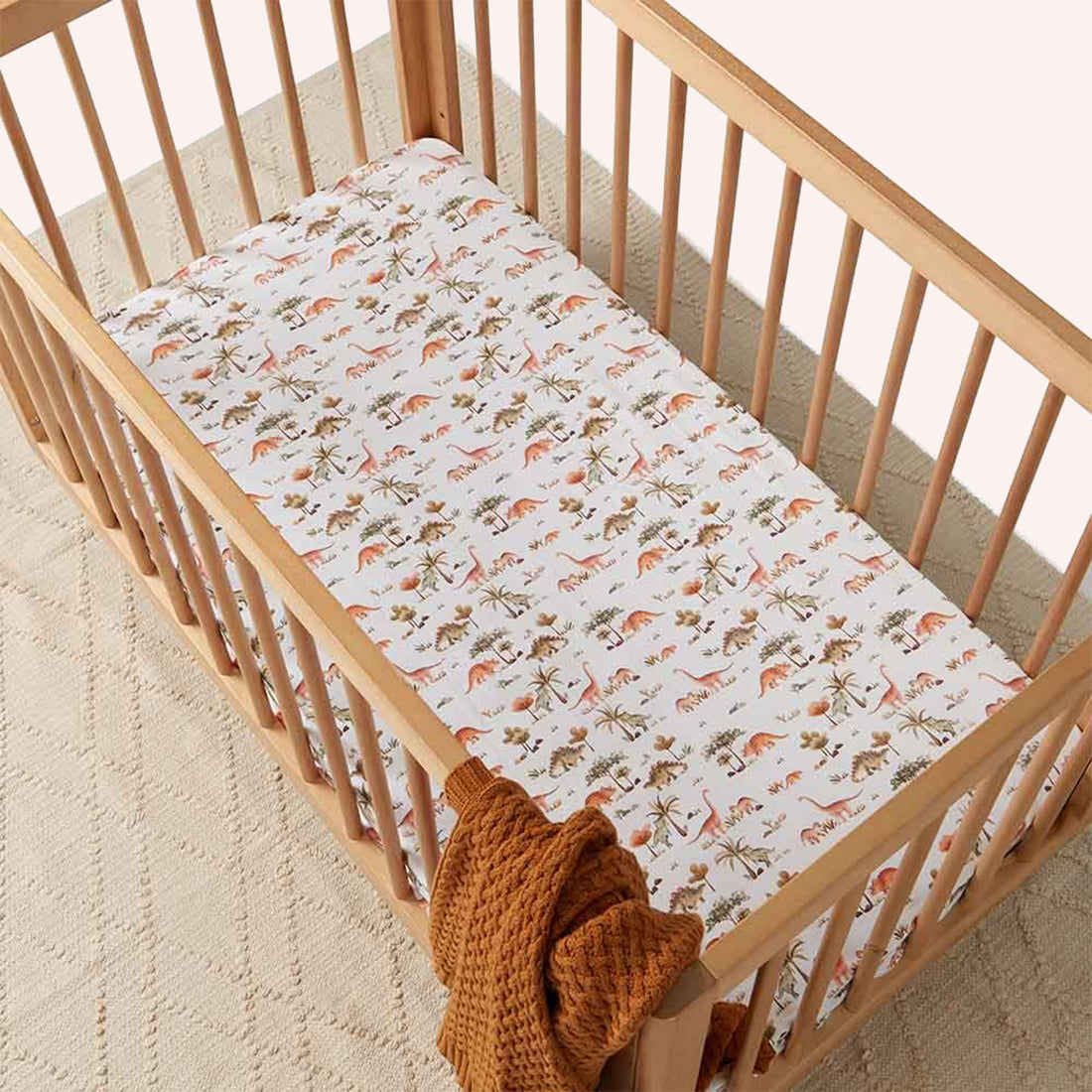 Fitted Cot Sheet - Dino