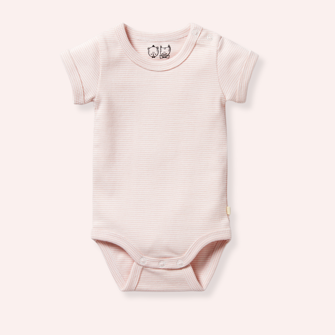Organic Stripe Rib Bodysuit - Cantaloupe