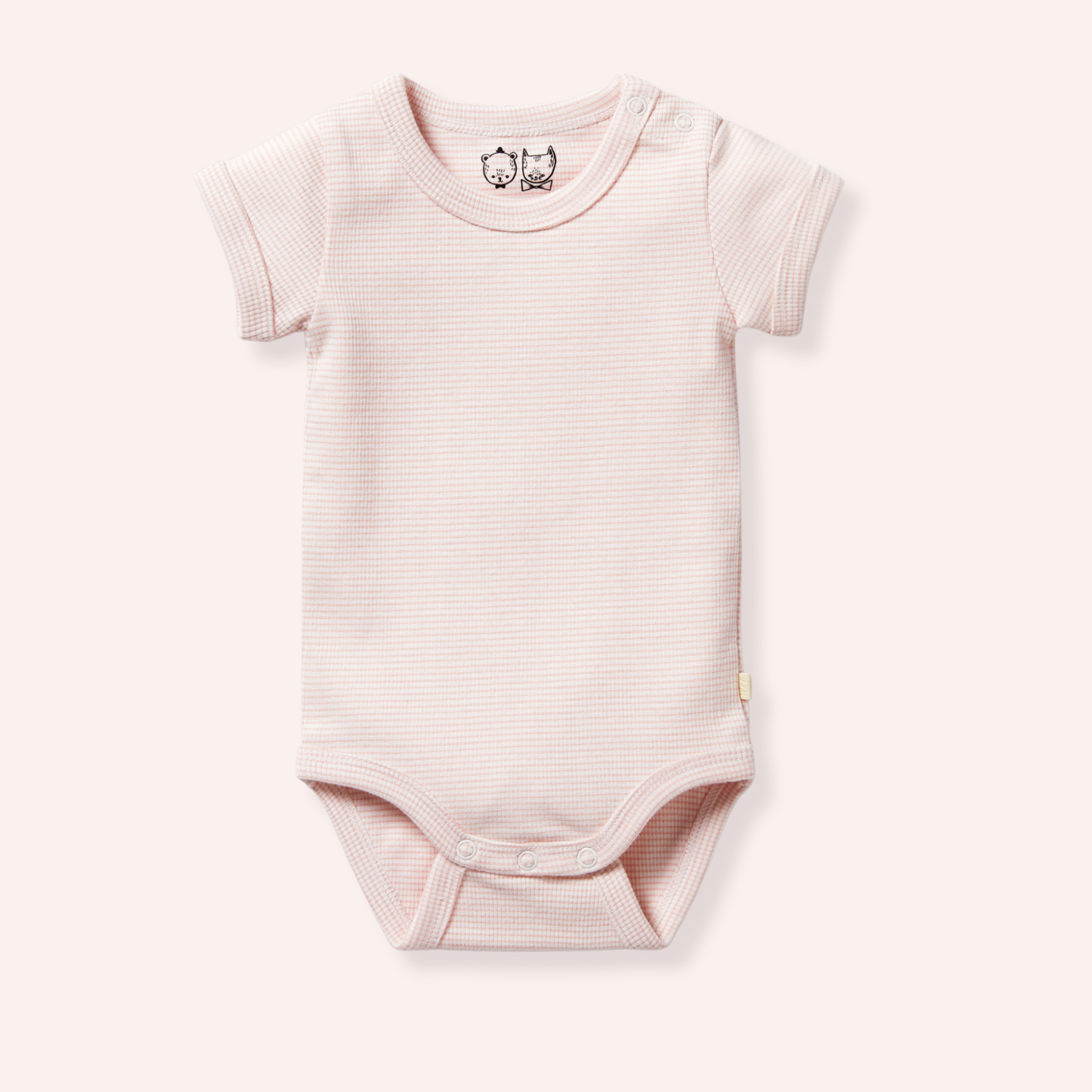 Organic Stripe Rib Bodysuit - Cantaloupe