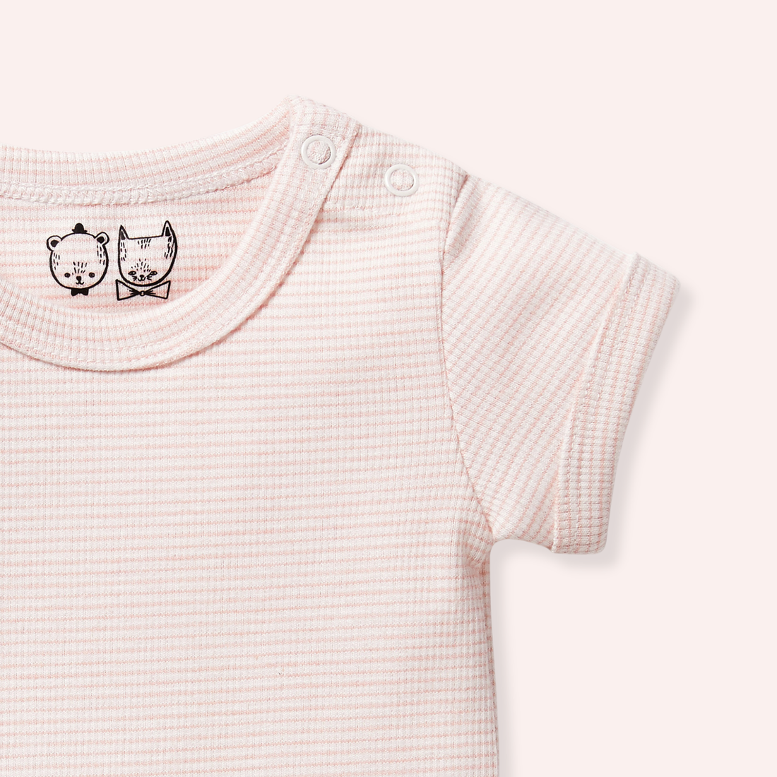 Organic Stripe Rib Bodysuit - Cantaloupe