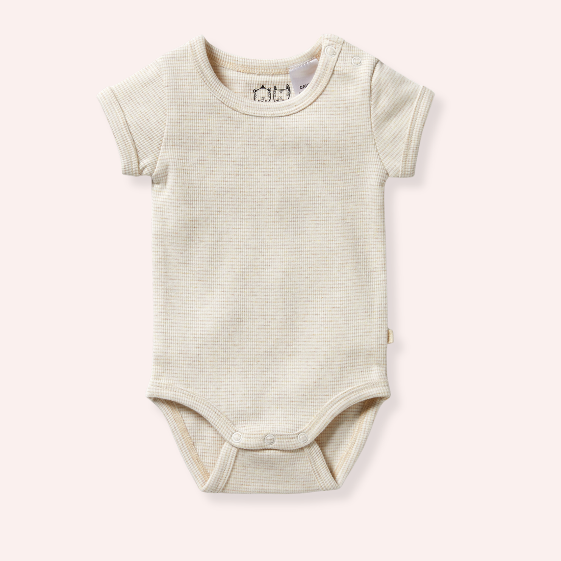 Organic Stripe Rib Bodysuit - Oatmeal
