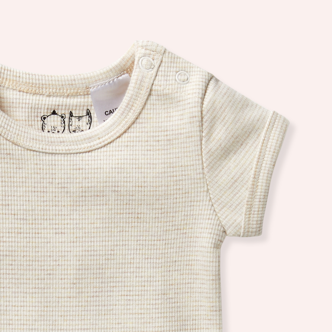 Organic Stripe Rib Bodysuit - Oatmeal