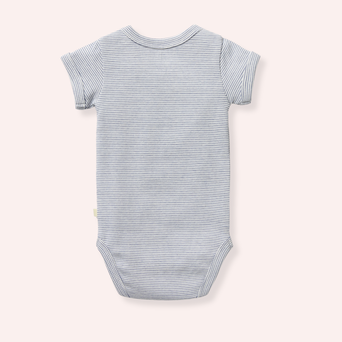 Organic Stripe Rib Bodysuit - Rain Drop