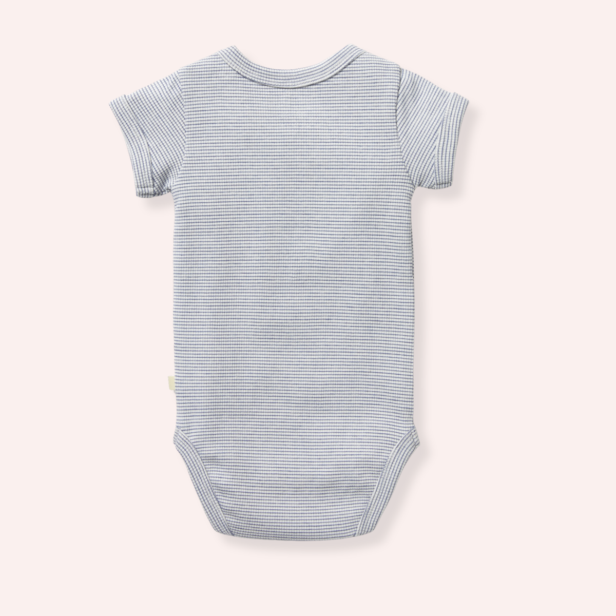 Organic Stripe Rib Bodysuit - Rain Drop