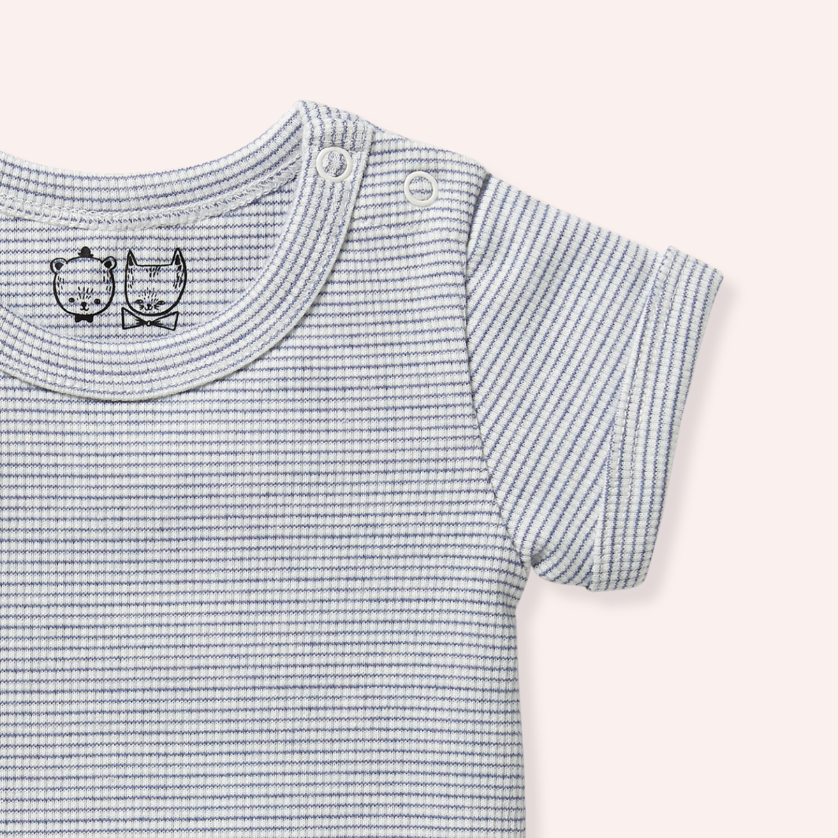 Organic Stripe Rib Bodysuit - Rain Drop