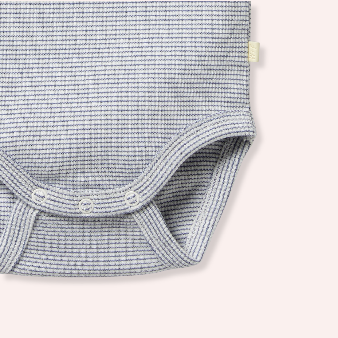 Organic Stripe Rib Bodysuit - Rain Drop