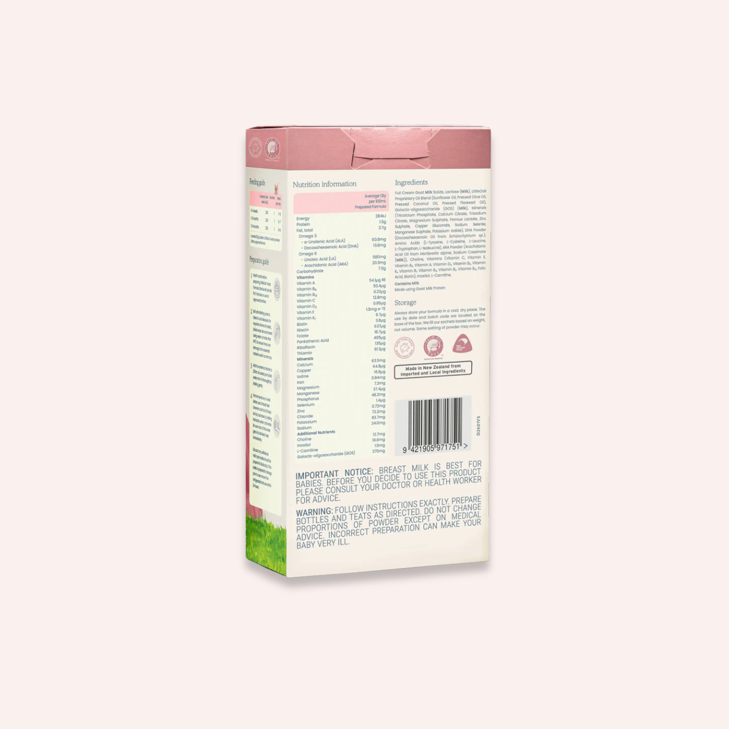 Stage 1 - Natural Goat Milk Infant Formula with Olive Oil Satchets - 6 x 30g