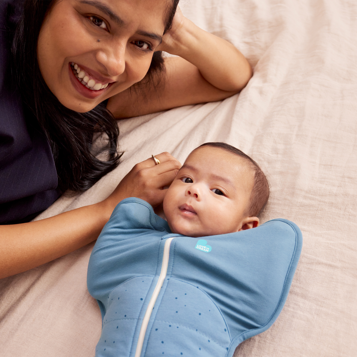 Stage 1 Swaddle Up - 2.5 TOG - Quilted Stretch Cotton - Storm Blue Pebbles
