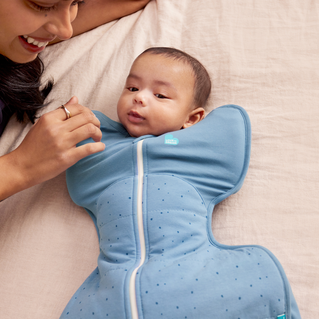 Stage 1 Swaddle Up - 2.5 TOG - Quilted Stretch Cotton - Storm Blue Pebbles