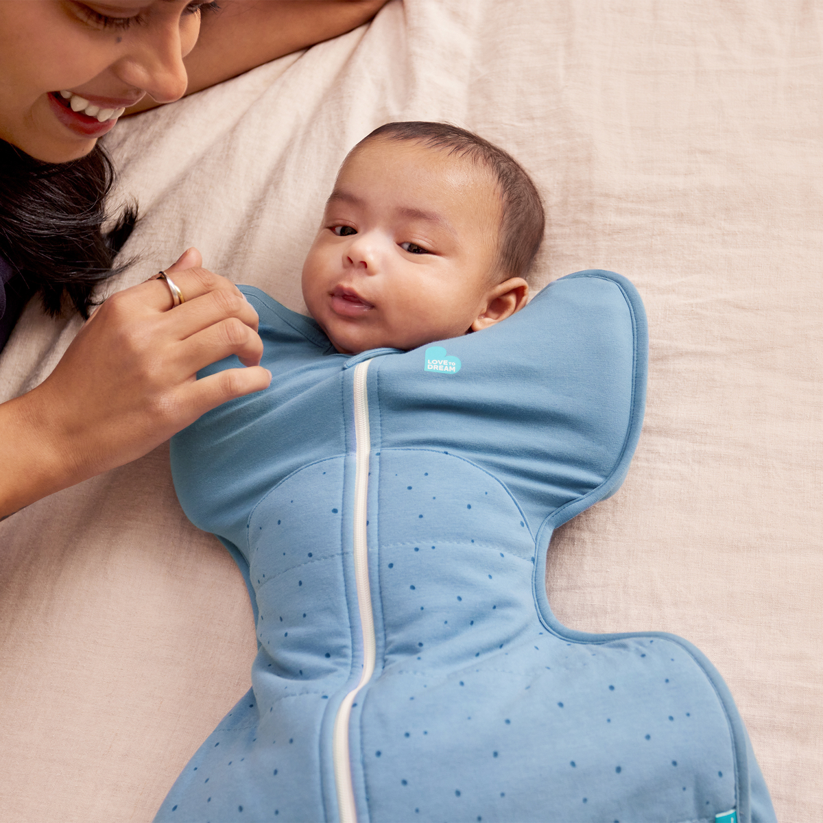 Stage 1 Swaddle Up - 2.5 TOG - Quilted Stretch Cotton - Storm Blue Pebbles