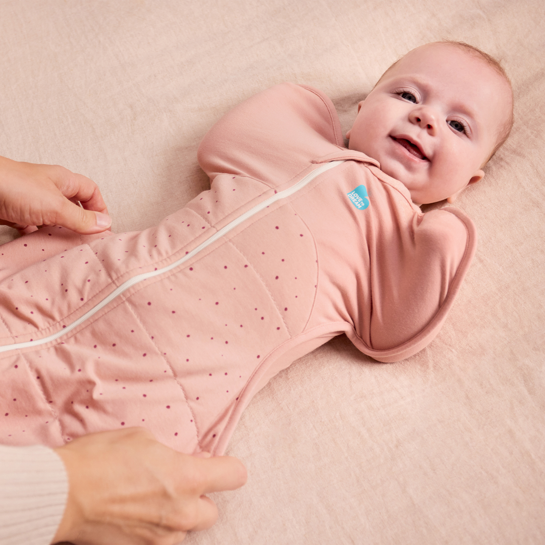 Stage 1 Swaddle Up - 2.5 TOG - Quilted Stretch Cotton - Rose Pebbles