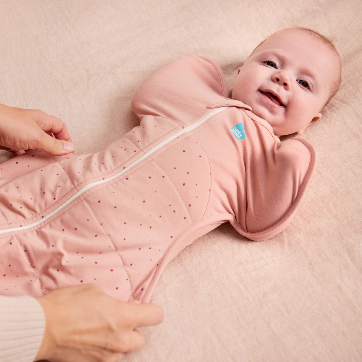 Stage 1 Swaddle Up - 2.5 TOG - Quilted Stretch Cotton - Rose Pebbles