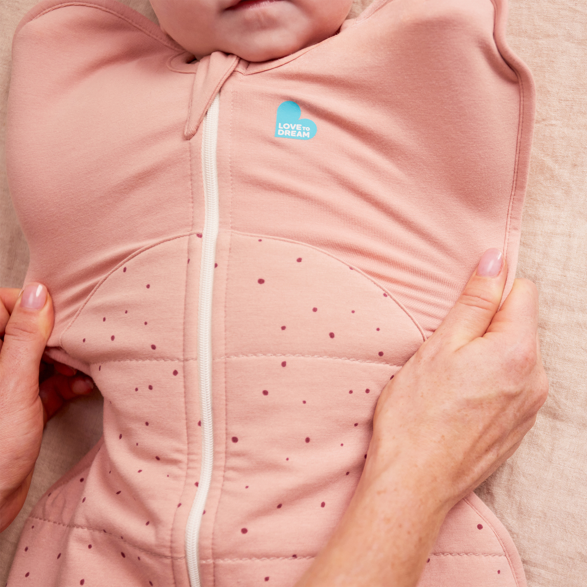 Stage 1 Swaddle Up - 2.5 TOG - Quilted Stretch Cotton - Rose Pebbles