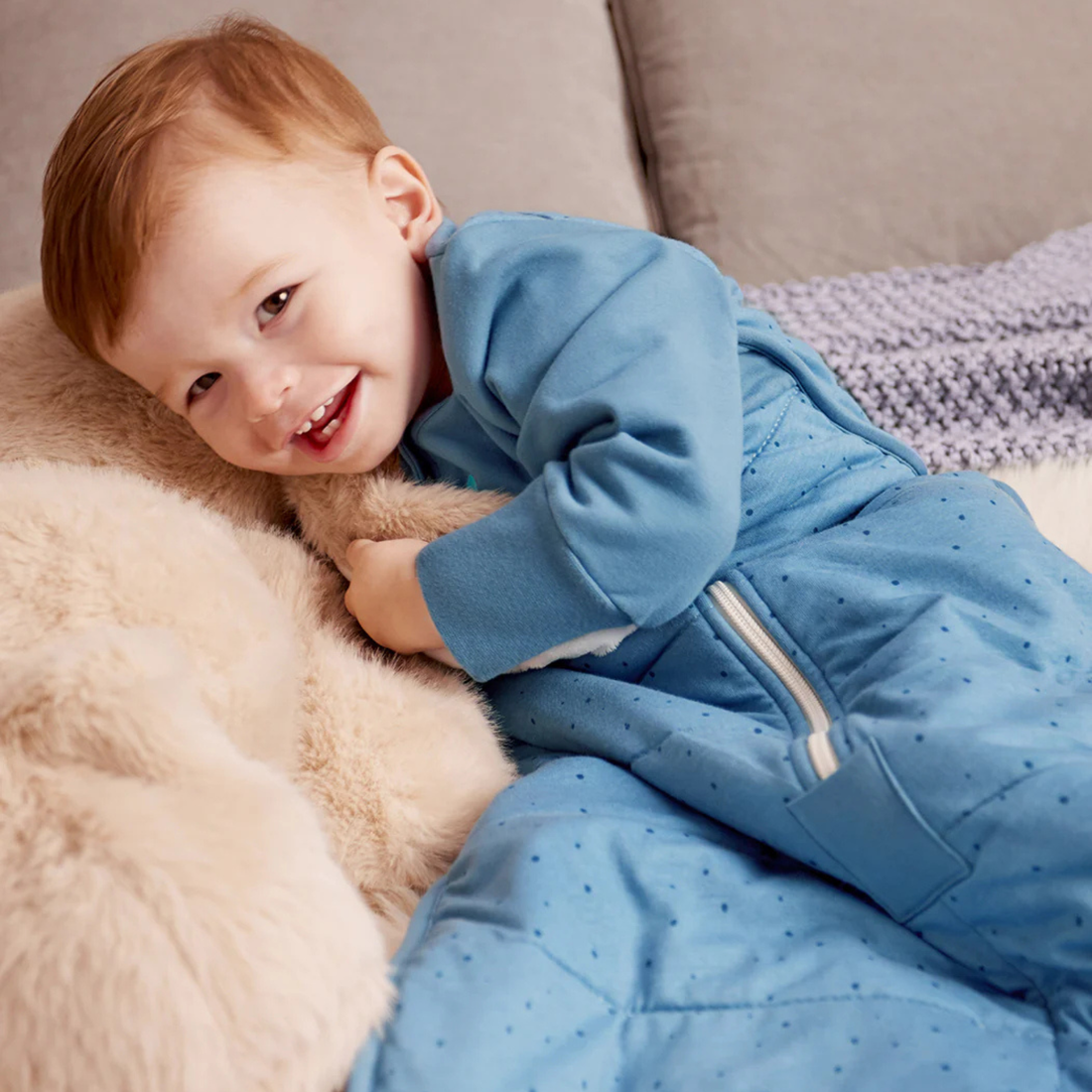 Stage 3 Sleep Bag - 2.5 TOG - Quilted Stretch Cotton - Storm Blue Pebbles