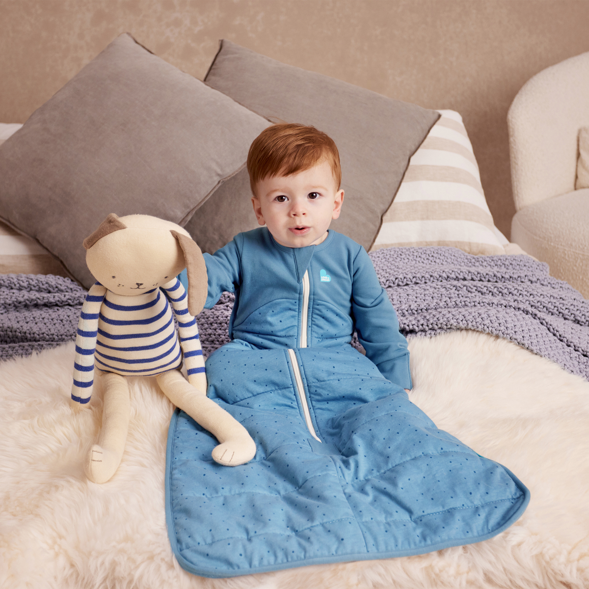 Stage 3 Sleep Bag - 2.5 TOG - Quilted Stretch Cotton - Storm Blue Pebbles
