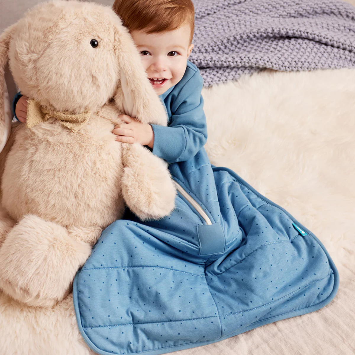 Stage 3 Sleep Bag - 2.5 TOG - Quilted Stretch Cotton - Storm Blue Pebbles