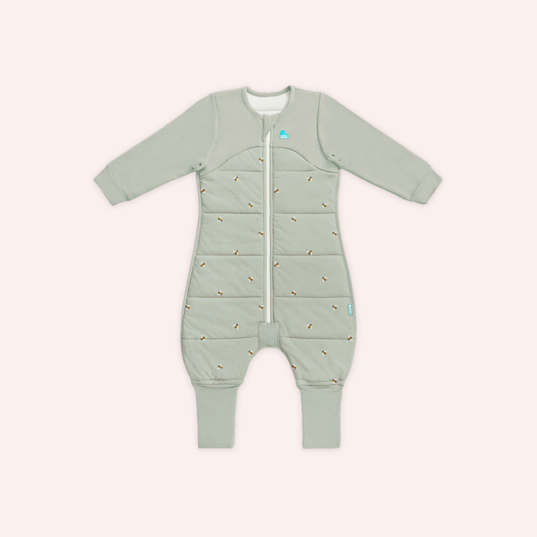 Stage 3 Sleep Suit - 2.5 TOG - Quilted Stretch Cotton - Olive Bees